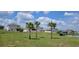 Community pool and backyard views of homes from grassy common area with Palm Trees at 1556 Aspen Ave, Davenport, FL 33837