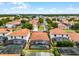 A high angle shot captures a quiet community with mature trees and landscaping at 16614 Lazy Breeze Loop, Clermont, FL 34714