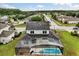 Aerial view of a backyard with a pool, spa, and screened enclosure, providing a private outdoor retreat at 2616 Marg Ln, Kissimmee, FL 34758