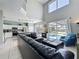Open-concept living room showcasing a pool view, modern decor, and natural light from large windows at 1426 Park Park, Haines City, FL 33844