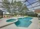 Inviting screened-in pool and spa area with outdoor seating, perfect for relaxation and entertaining at 1426 Park Park, Haines City, FL 33844
