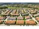 Vibrant aerial view captures a community with well-kept landscaping and various housing styles against lush backdrop at 14344 Swanley St, Orlando, FL 32832
