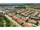 Broad aerial perspective of neighborhood highlighting community layout with green spaces, ponds, and various amenities at 14344 Swanley St, Orlando, FL 32832