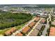 Overhead shot of a well-planned community featuring green spaces, commercial areas, and meticulously maintained townhomes at 14344 Swanley St, Orlando, FL 32832