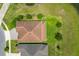 Aerial shot of a backyard and roof highlighting the location of this home near a pond with lush green space at 14421 Ward Rd, Orlando, FL 32824