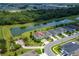 Aerial view of several two-story homes with ponds and tree-lined backyards near a residential area at 14421 Ward Rd, Orlando, FL 32824