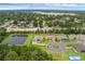 Panoramic aerial view of the property and its neighborhood, showcasing lush greenery and water features at 1504 Cordgrass Way, Lakeland, FL 33813