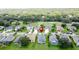 Expansive aerial view of the property showcasing lush landscaping and a desirable neighborhood near the golf course at 1590 The Oaks Blvd, Kissimmee, FL 34746
