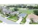 Aerial view of a residential neighborhood with well-maintained lawns and mature trees at 1590 The Oaks Blvd, Kissimmee, FL 34746