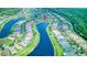Beautiful aerial view of community homes nestled around winding waterways and lush green landscaping at 233 Rialto Rd, Kissimmee, FL 34759
