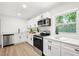 Modern kitchen featuring stainless steel appliances, white cabinetry, and a bright, window-filled space at 304 W 24Th St, Sanford, FL 32771