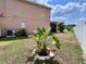 Backyard featuring a tropical plant, green grass, and the exterior of the home at 4447 Maple Chase Trl, Kissimmee, FL 34758