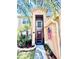 Close up of a charming entrance featuring a red front door and well manicured landscaping at 4447 Maple Chase Trl, Kissimmee, FL 34758