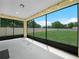 Enclosed patio with painted concrete flooring, overhead lighting, and a beautiful backyard view at 5473 Animosh Ct, Polk City, FL 33868