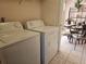 Functional laundry area equipped with a washer and dryer near a dining space at 1006 Soaring Eagle Ln, Kissimmee, FL 34746