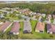 This high angle shows houses in the neighborhood with green lawns and mature foliage on a sunny day at 1703 Encinitas Way, Kissimmee, FL 34759