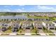 Aerial view of several homes near a pond, showcasing community landscaping and peaceful setting at 1765 Petiole Pl, Kissimmee, FL 34744