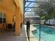 Inviting pool area with a screened enclosure and ample space for outdoor dining and relaxation at 2514 Dharma Cir, Kissimmee, FL 34746