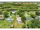 An aerial view of a property showcasing the lush greenery and the serene pond nearby at 2947 Larson St, Kissimmee, FL 34741