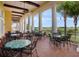 Outdoor patio with tables and chairs, and golf course views at 4053 Redbridge Loop, Davenport, FL 33837
