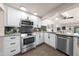 Updated kitchen with stainless steel appliances, granite countertops, and sleek black backsplash at 435 Pennsylvania Ave, St Cloud, FL 34769