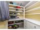 Spacious walk-in pantry with custom shelving, drawers, and ample storage space at 525 W Blue Springs Ave, Orange City, FL 32763