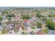 An aerial view of a neighborhood featuring many single Gathering homes with screened in pools and well manicured lawns at 142 Ethan Ave, Davenport, FL 33897