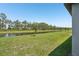 Well-maintained backyard featuring mature trees, lush green grass, and serene water views at 3214 Viceroy Ct, Kissimmee, FL 34759