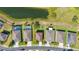 Aerial view showcasing the property's layout, surrounding greenery, and proximity to a serene pond at 3391 Cortland Dr, Davenport, FL 33837