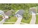Overhead view of a home with a landscaped lawn, two-car garage, and well-maintained surroundings at 501 Dunoon St, Ocoee, FL 34761