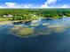 Scenic aerial view of the lake with lush green trees and blue sky with clouds at 5150 Gentry Oaks Pl, St Cloud, FL 34772