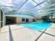 Screened-in pool with a covered patio. A perfect oasis for relaxation and recreation at 713 Wood Ln, Kissimmee, FL 34759