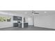 Modern kitchen with stainless steel appliances, an island with a sink, and sleek gray cabinetry at 807 E Airport Blvd, Sanford, FL 32773