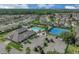 Community aerial showing tennis courts, community pool, clubhouse and residences in a well-manicured neighborhood at 231 Lewis Dr, Davenport, FL 33837