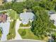 An aerial view showing the home with a manicured lawn and mature landscaping along with a circular drive at 2376 Nightingale Ln, Kissimmee, FL 34746