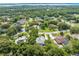 Aerial view showing the location of the home in the neighborhood that is covered with lush mature trees and landscaping at 2376 Nightingale Ln, Kissimmee, FL 34746