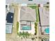 Aerial view showcasing the pool, backyard, and overall property layout at 315 Wildflower Rd, Davenport, FL 33837