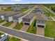 Aerial shot of a residential area featuring contemporary homes with well-kept lawns near a scenic lake at 4736 Homestead Trl, St Cloud, FL 34772