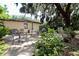 Backyard featuring a patio, metal outdoor furniture and manicured shrubs at 860 Oak Shore Dr, St Cloud, FL 34771