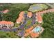 Scenic aerial view of condos, lush landscaping, community pool, and golf course in Champions Gate at 1375 Tuscana Ln # 1405, Davenport, FL 33896