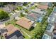 Expansive aerial view of the neighborhood showcasing the homes and community layout, with manicured lawns and mature trees at 1914 Ellery Ln, Kissimmee, FL 34746