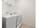 Laundry room with front load washer and dryer, with wire shelving above at 340 Pendant Ct, Kissimmee, FL 34747