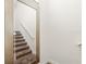A carpeted staircase with white walls and white banister at 340 Pendant Ct, Kissimmee, FL 34747