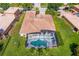 Aerial view of a home showing the screened in pool, patio, and spacious backyard at 3427 Harborside Ct, Kissimmee, FL 34746