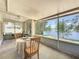 Enclosed patio with beautiful view of the lake provides extra living space for relaxing and dining at 86 Blackberry Creek Dr, St Cloud, FL 34769