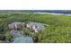 Aerial view of the building and surrounding trees, body of water, and parking spaces at 9055 Treasure Trove Ln # 207, Kissimmee, FL 34747