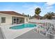 Inviting backyard pool with lounge chairs, screened patio and ample decking for relaxing and entertaining at 906 Berwick Dr, Davenport, FL 33897
