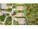 Aerial view highlighting homes, manicured lawns, and inviting private pools in a desirable neighborhood at 9128 Stromboli Ct, Kissimmee, FL 34747