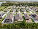 Drone view of numerous houses featuring screened lanais, fenced yards, and neat landscaping at 1951 Partin Terrace Rd, Kissimmee, FL 34744