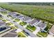 Community aerial view showcasing neatly arranged homes, green lawns and landscaping under a clear blue sky at 1951 Partin Terrace Rd, Kissimmee, FL 34744
